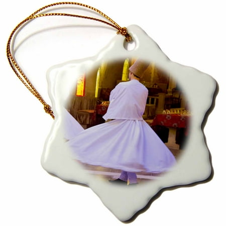 Performance Turkey - 3dRose Whirling Dervish performance Cappadocia Central Turkey, Snowflake Ornament, Porcelain, 3-inch