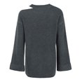 thumbnail image 4 of Lilgiuy Women's Long Sleeved Round-neck Solid Flared Sleeves Sweater Casual Pullover Top 2022 Fall Winter, 4 of 5