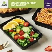 CIAO! Heavy Weight 24oz Injection Molded Microwavable Black Rectangular Food Container With Lid (150/case)