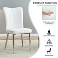 thumbnail image 7 of Dining Chairs Set of 2, Modern PU Leather Upholstered Dining Chairs with Metal Legs, Mid-Century Accent Chair Side Chair with Ergonomic Curved Back for Living Room Bedroom Kitchen, White + Sliver, 7 of 7