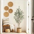 thumbnail image 3 of Olive Trees Artificial Indoor, 5FT Tall Faux Olive Tree with White Planter & Green Fake Moss, Artificial Plants with Natural Wood Trunk & Lifelike Fruits for Home Office Decor, 3 of 9