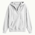 thumbnail image 6 of Teylalorva Womens Outerwear Jackets Classic Oversized Hooded Button Drawstring Pocket Pullover Sweatshirt Fall Winter White Size M, 6 of 6