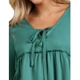 thumbnail image 5 of Doublju Womens 34 BELL Sleeve V Neck Tied Ruffle Casual Tunic Top With Plus Size, 5 of 5