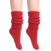 Extra Long Heavy Slouch Socks Red 2 Pair Size 9-11