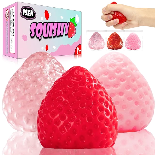 Juguete squishy ISEN Taba de fresa para aliviar el estrés, para niños de 4 a 12 años