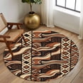 thumbnail image 2 of Round Rugs 8 Ft, Retro Tribal Non Slip Area Rugs for Kitchen Bedroom Entryway, Middle Century Bohemia Minimalist Art Red Brown Washable Carpet Runner Rug Floor Mats for Bedroom Home Decor, 2 of 8