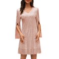 thumbnail image 4 of Vestido COOAN con lentejuelas de encaje formal y coctel para invitadas a la boda, 4 of 8