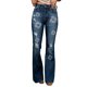 thumbnail image 4 of ABPHQTO Vaqueros de mujer con estampado floral azul de cintura media rasgados con parte inferior de campana, 4 of 5