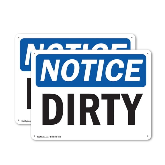 (2 Pack) Dirty OSHA Notice Sign 14 Inch X 10 Inch Plastic Sign, Weather Resistant, UV Protected for Workplace, Business, and Construction Site, Made in the USA