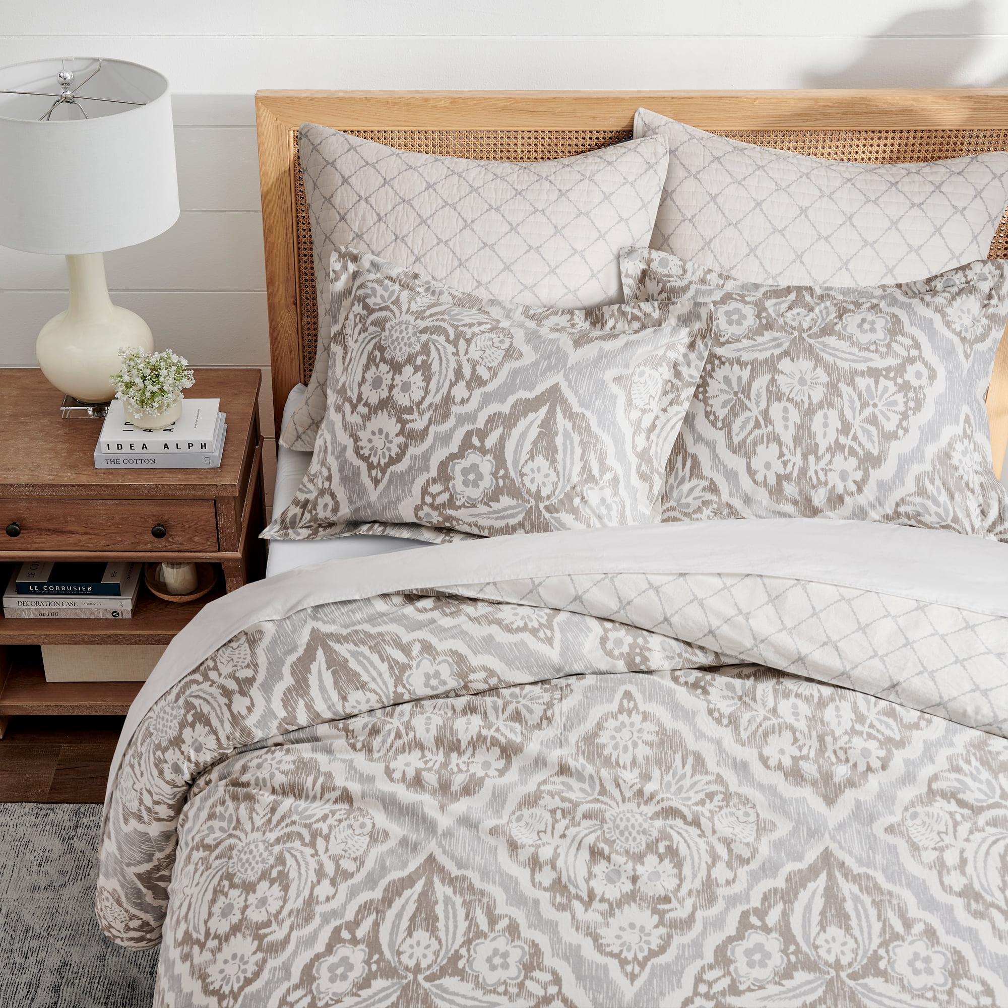 Levtex Home - Becker Taupe Comforter Set - Full/Queen Comforter + Two Standard Pillow Cases - Ikat - Taupe, Grey and Cream - Comforter (90 x 94in.) and Pillow Cases (26 x 20in.) - Cotton