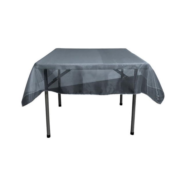 LA Linen TCOrgz58X58-NavyO72 Nappe Carrée en Organza Transparent, Bleu Marine - 58 x 58 Po.
