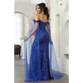 thumbnail image 6 of Royal Queen RQ8012 Juniors Womens Cape Sleeves Off Shoulder Red Carpet Dress, 6 of 8