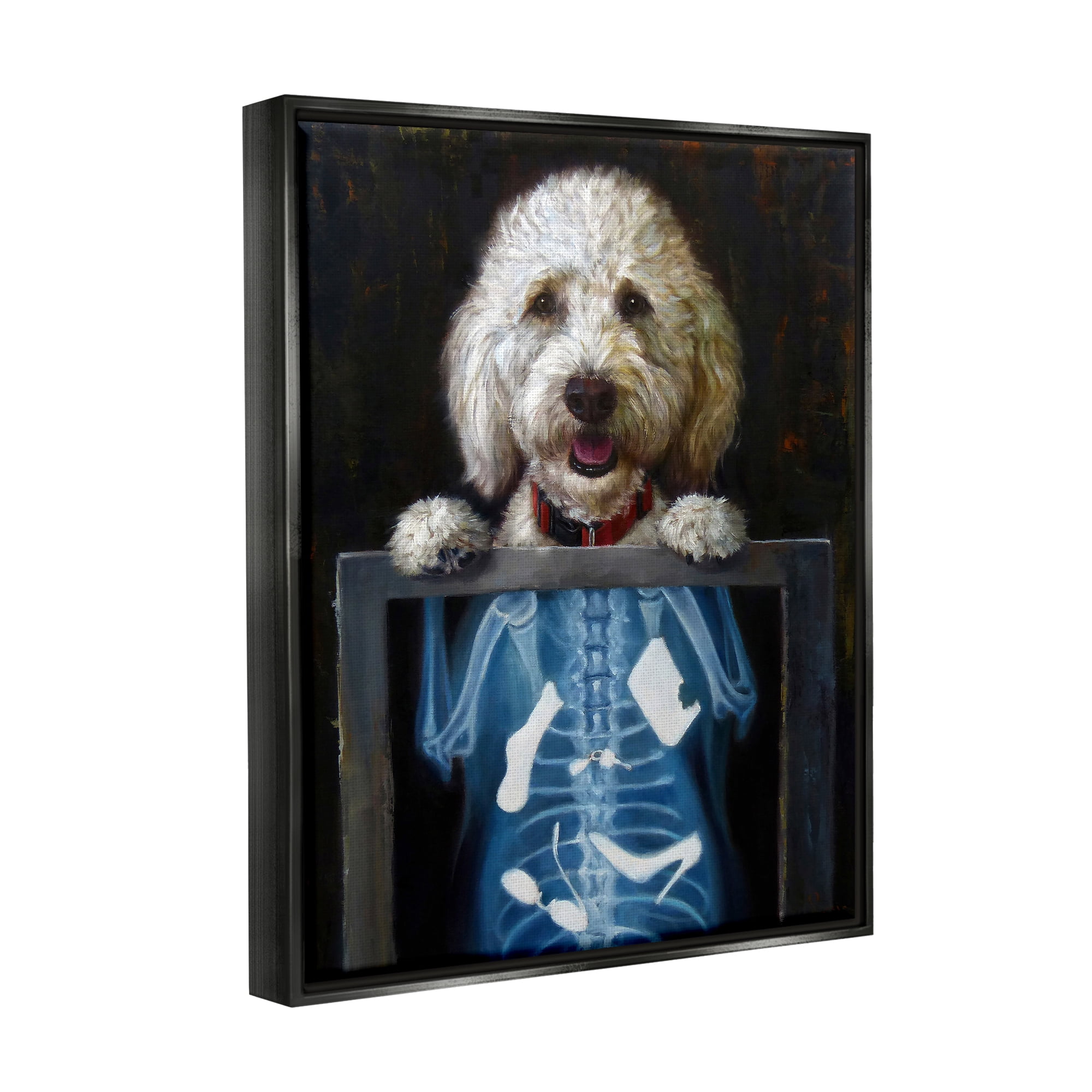 Stupell Industries Funny Dog X-Ray Snacks Animals & Insects Painting Black Floater Framed Art Print Wall Art