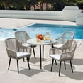 thumbnail image 3 of JOIVI 5-Piece Outdoor Dining Set, Wicker Patio Dining Set, Rattan Patio Furniture Table and Chairs Set for 4 People, with Umbrella Hole for Lawn, Backyard, Garden, Tan, 3 of 13