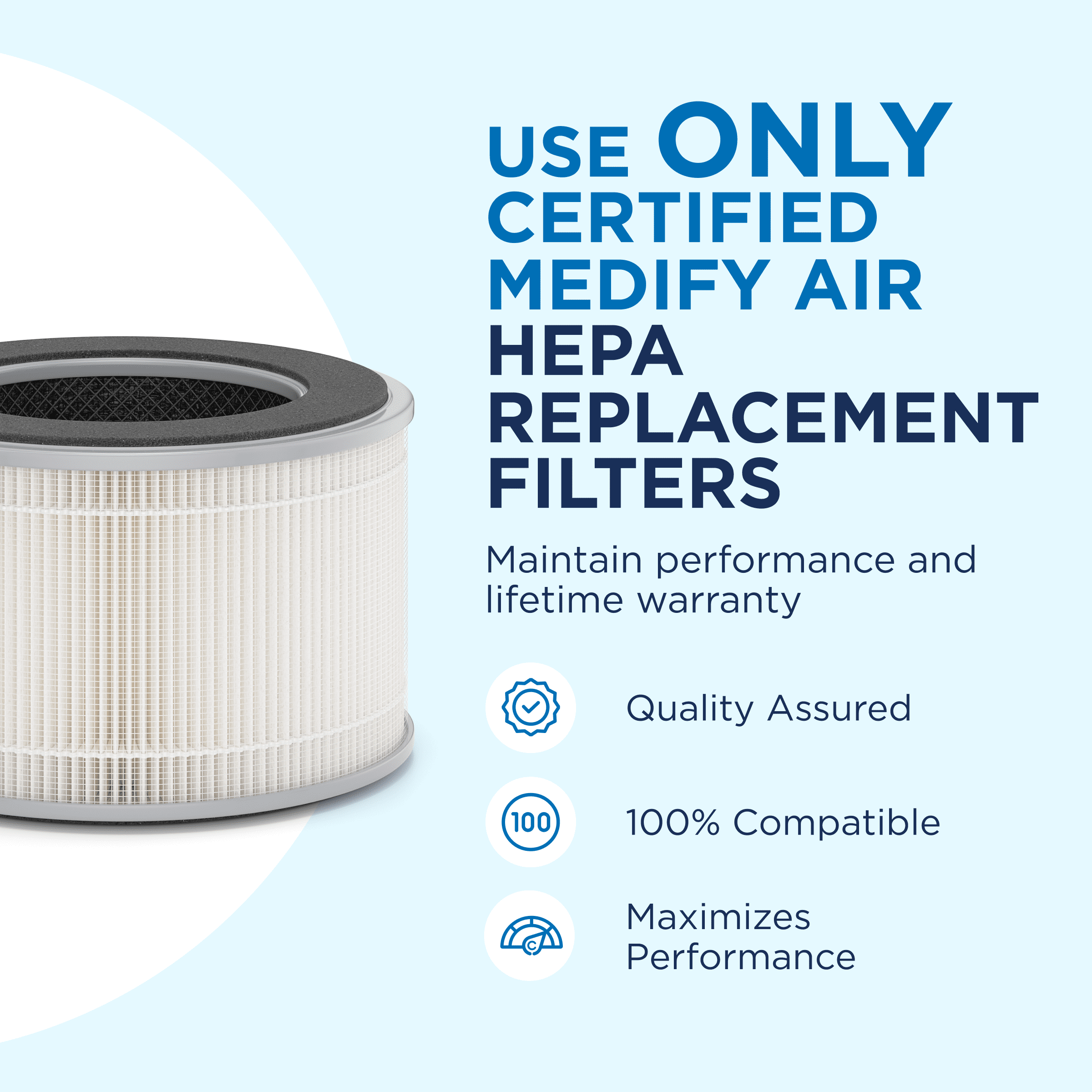 Medify MA-12 PRO Genuine Replacement Filter for Allergens, Smoke, Wildfires, Dust, Odors, Pollen, Pets | 3 in 1 with Pre-filter, True HEPA H14 and Activated Carbon for 99.99% Removal | 1-Pack