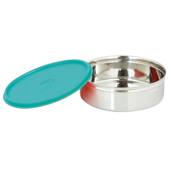 Stainless Steel Round Shape Storage Container With Flat Lid - Green, 1250ml | Multipurpose Air Tight Food Storage Container - BPA Free, Leak Proof, Dishwasher Safe, Freezer Safe