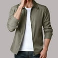 thumbnail image 2 of Miluxas Men Spring Casual Jacket Fashion Solid Turn Down Collar Lightweight Coat Mid-Aged Zipper Business Jacket Khaki, 2 of 9