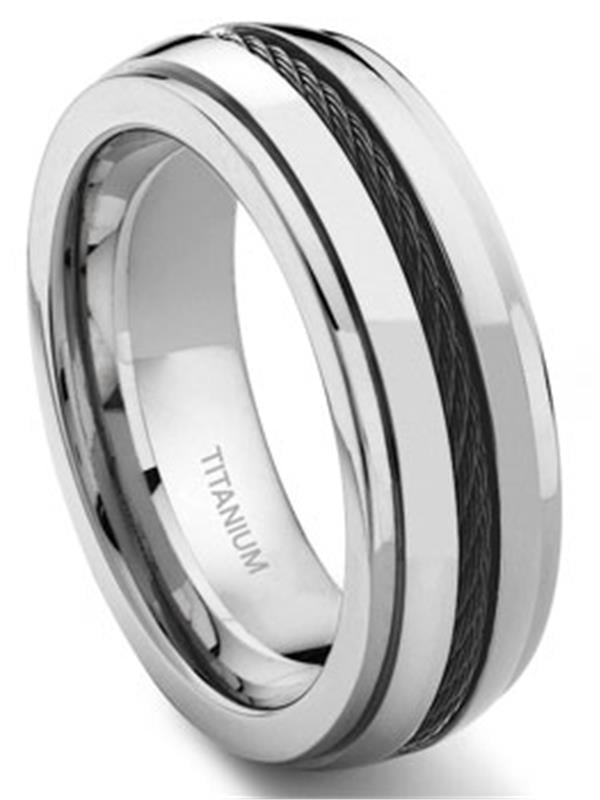 Andrea Jewelers Titanium 8MM Black Cable Wedding Band Ring Sz 7.0