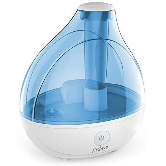 Pure Enrichment® MistAire™ Silver Ultrasonic Cool Mist Humidifier for Bedroom, Office, Nursery & Indoor Plants - Lasts Up to 25 Hours, Whisper-Quiet Operation, Optional Night Light, & Auto Shut-Off