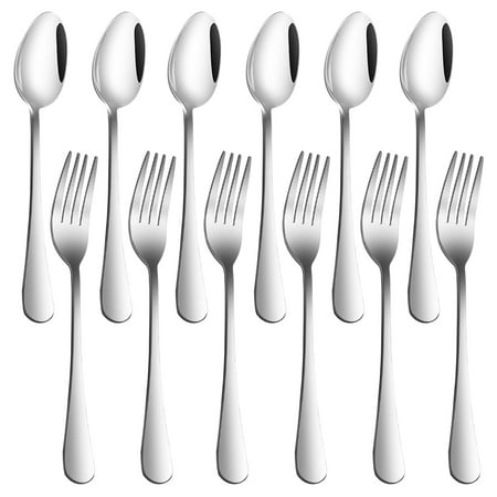 

Set of 12 Stainless Steel Dinner Forks and Spoons SourceTon Heavy-duty Forks ( 8 Inch )and Spoons ( 7 Inch) Cutlery Set