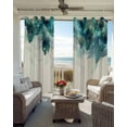 thumbnail image 4 of Teal Feather Blackout Curtains 45 Inches Long for Bedroom, Farmhouse Feather Art Teal Ombre Thermal Insulated Room Darkening Black Out Window Curtain Panels Grommet Drapes for Living Room, 4 of 8