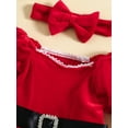 thumbnail image 4 of Zehjuhan Toddler Baby Girl Christmas Dress Stars Patchwork Red Princess Tulle Dress with Bow Headband Christmas Outfit Cosplay Party, 4 of 7