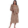 thumbnail image 2 of Women Plush Fleece Robe Long Warm Bathrobe Shawl Collar/Hood, 2 of 6