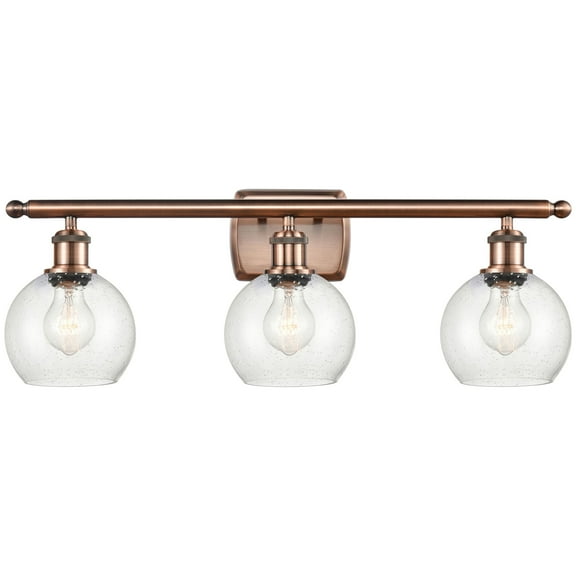 Innovations Lighting Athens 3 Light 26" Bath Vanity Light - 6" Shade Antique Copper/Seedy