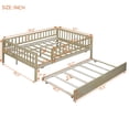 thumbnail image 3 of Natural Wood Daybed with Trundle, Full Size Platform Bed Frame with Guard Rails, 3 of 10