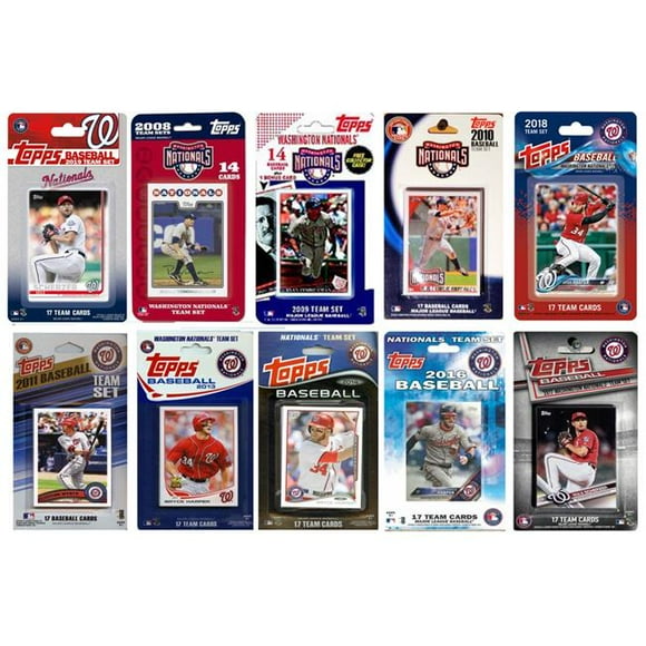 C&I Collectables NATS1019TS MLB Washington Nationals 10 Different Licensed Trading Card Team Sets