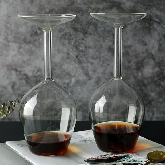14 Oz Upside Down Wine Glass, Inverted Tall Wine Glass, Unique Creative Upside Down Red Wine Glasses, Upside down Cocktail Glass for Valentine's Day Christmas - 2Pack
