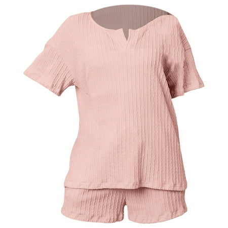 

Casual Comfort Loose V-Neck Suit 2PCS Home Clothes Pajamas Nightwear Sleepwear Night-clothes Pajamas Nighty