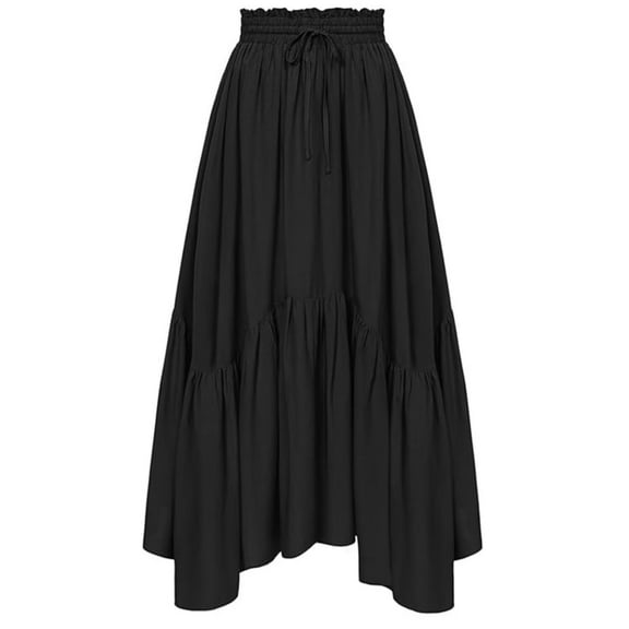 TANBOM Summer Women'S Skirt Pleated Elegant High Waist Dress Black S