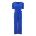 thumbnail image 5 of Fsqjgq Jumpsuits for Women Blue Bodysuit Boho Elegant Jumpsuit V Neck Long Jumpsuit Trouser Suit Playsuit Romper Bib Overalls Wide Leg Pants Rompers with Belt Red Jumpsuits for Women XL, 5 of 6