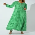 thumbnail image 2 of PENGXIANG Robe Maxi à Manches Courtes Bouffantes Col en V Été Boho Imprimé Floral Robe Smockée Évasée Violet Foncé TTG, 2 of 8