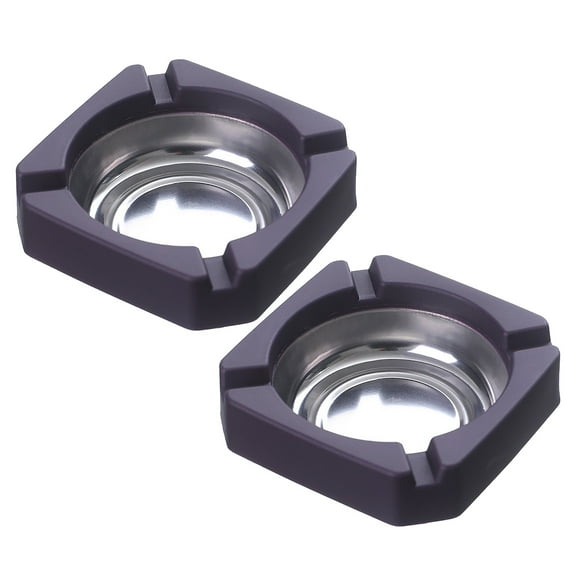 Desktop Decor,2PC Household Stainless Steel Living Room Ashtray Multifunctional Easy To Clean Car Ashtray Suitable For Home Office