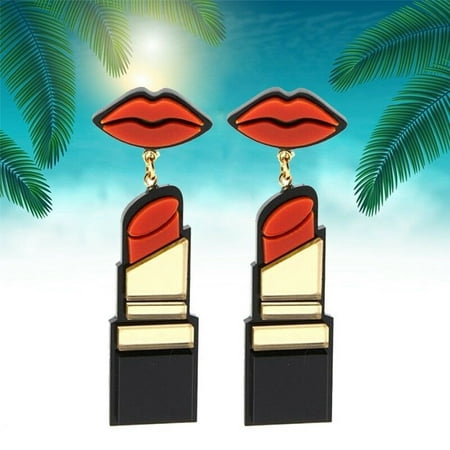 KABOER Ladies Nice Red Lipstick Earrings Long Acrylic Dangle Hip Hop Pendant Earring