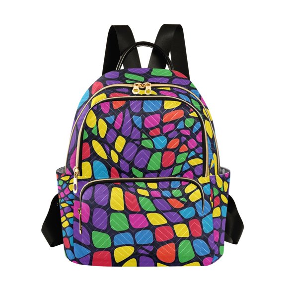 FORMRS Mini Backpack Purse for Women Travel Daypack Casual Shoulder Bag, Colorful Psychedelic