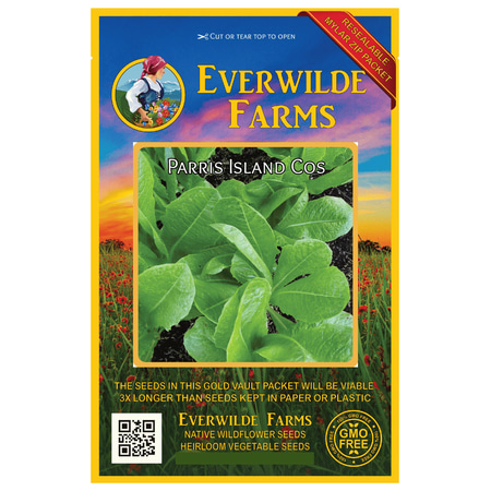 Everwilde Farms - 1000 Parris Island Cos Romaine Lettuce Seeds - Gold Vault Jumbo Bulk Seed Packet