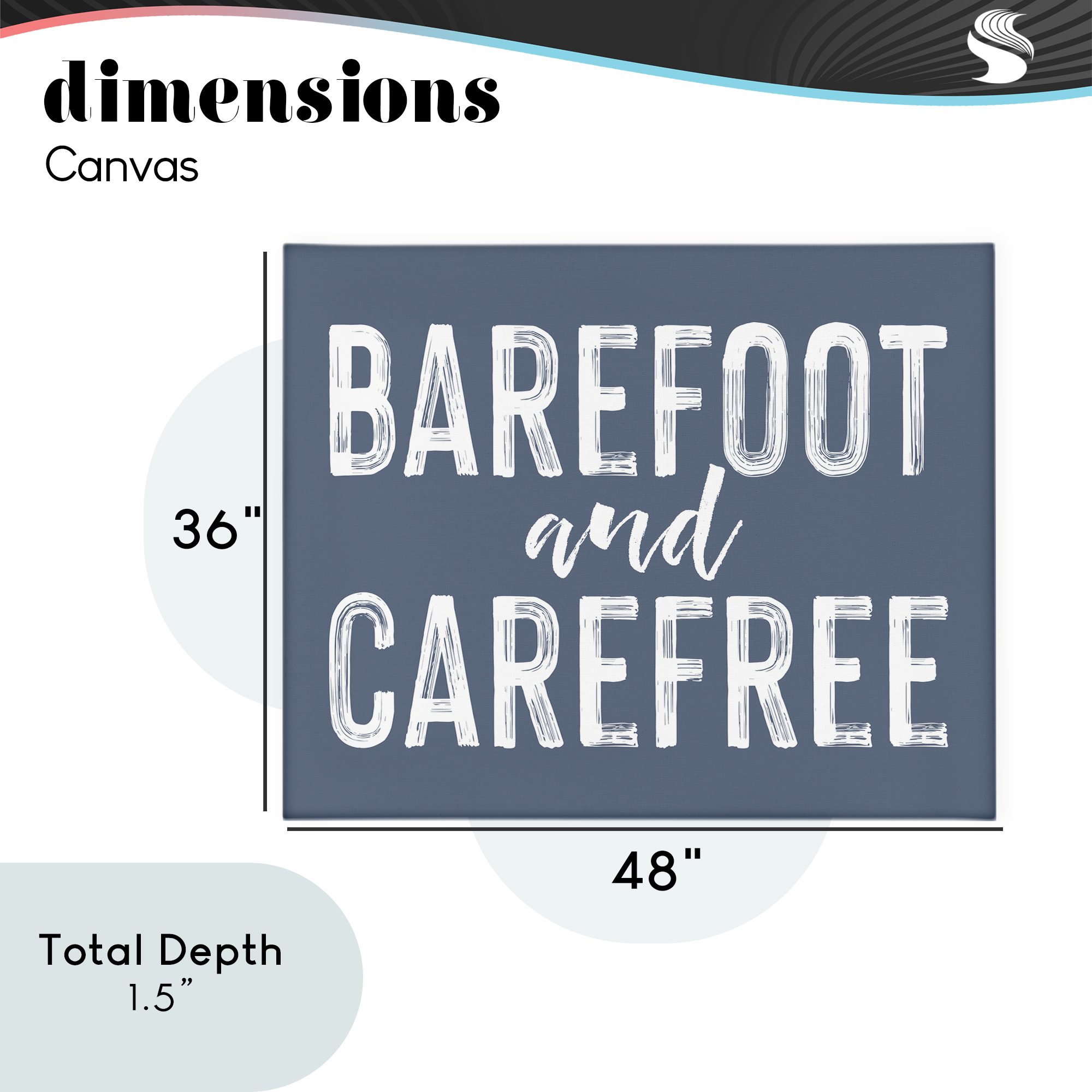 Barefoot & Carefree Blue Canvas Wall Art, design by Lettered and Lined