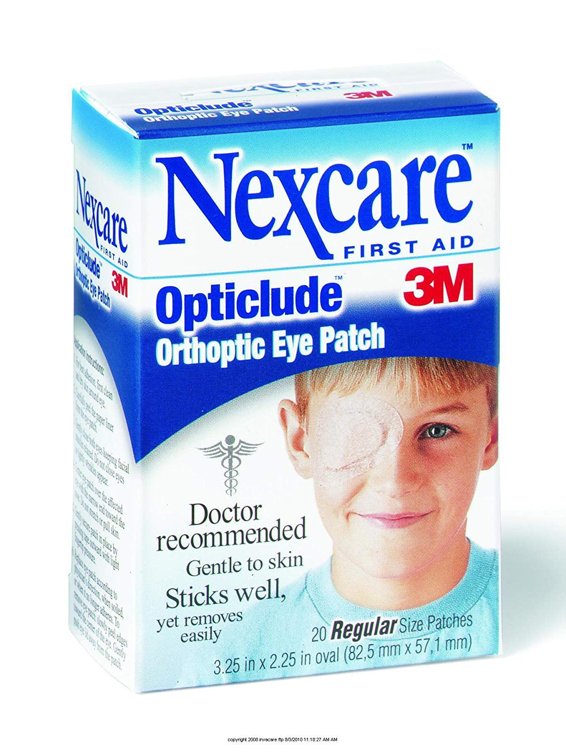 3M Nexcare Opticlude Orthoptic Eye Patch Regular 3-1/4' x 2-1/4', Breathable, Latex-free - Box of 20