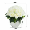 thumbnail image 4 of Enova Home 18 Heads Artificial Silk Roses Faux Flowers Arrangement in Round Tapered Ceramic Pot for Home Office Wedding Decor (Cream), 4 of 4