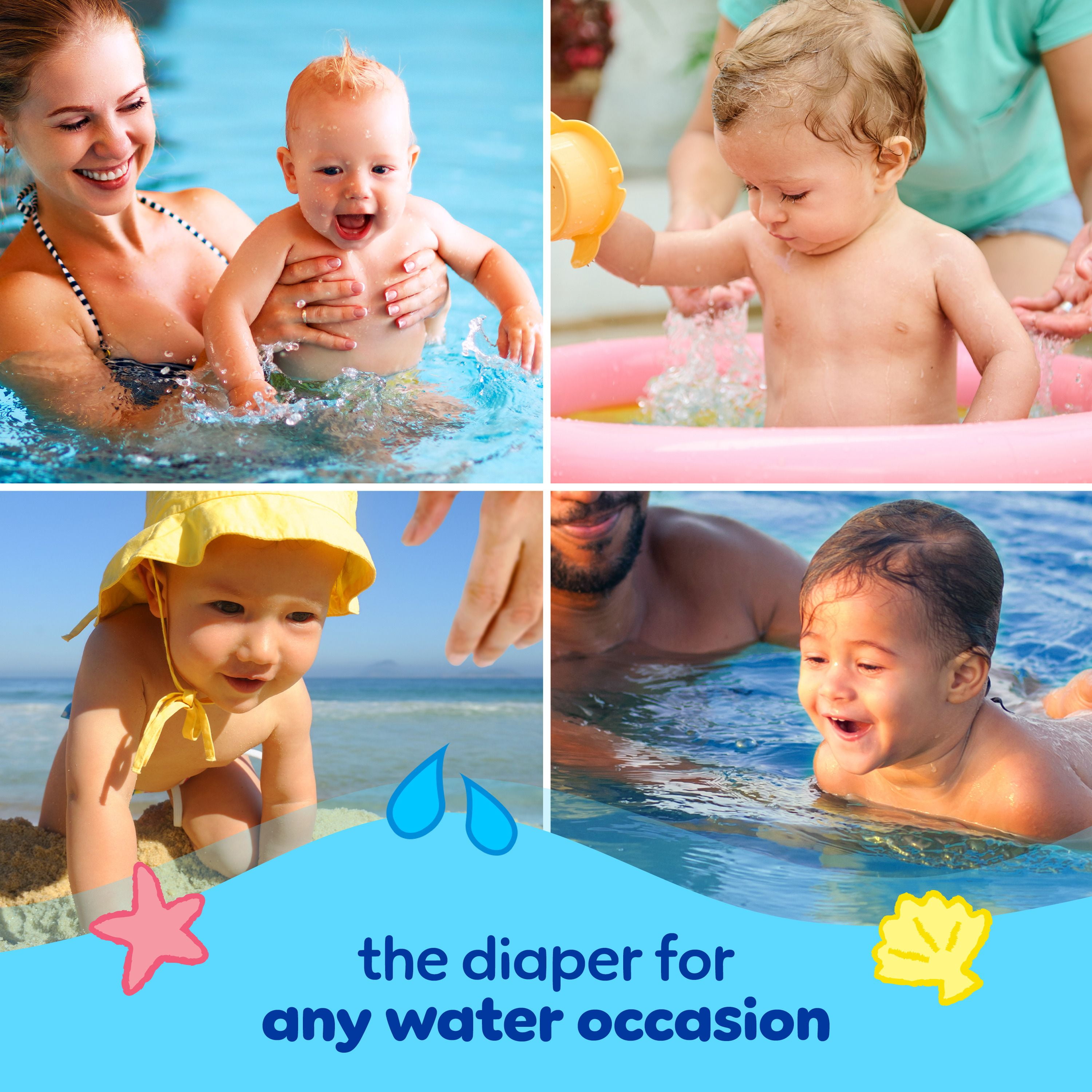 Pampers Splashers Swim Diapers, Size 3-5, Disposable Baby Swim Diapers, 17CT - 20CT