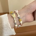 thumbnail image 4 of FENOHREFE 2pcs Elastic Best Friend Handchain Handmade Ceramic Bead Bracelet Rabbits Charm Beaded Wristchain Party Accessory, 4 of 7
