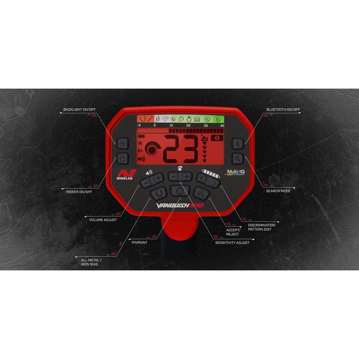 Minelab VANQUISH 540 Metal Detector with Water Proof 12x9" Double-D Coil, Multi-IQ VLF Operating Frequency