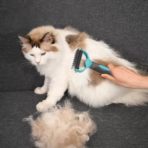 2-in-1, Double Sided, Deshedding, Dematting, Undercoat Rake, Long Hair, Thick Fur, Matted Coats, Dogs & Cats, Stainless Steel, Easy Grip