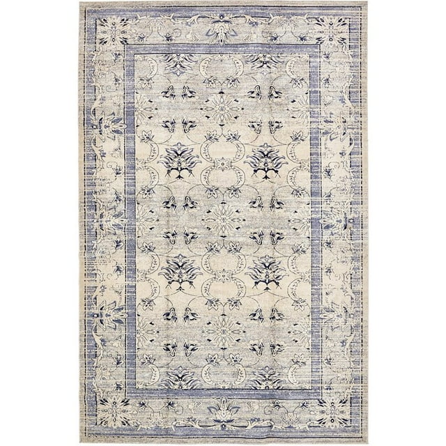 Unique Loom La Jolla Rustic Border Area Rug 10' 6 x 16' 5 Rectangle Blue/Ivory
