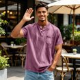 thumbnail image 4 of Sewkxo Henley Shirts for Men Acid Washed Oversized T Shirts Short Sleeve Summer Tops Stylish Vintage Plain Tees,Hot Pink XL, 4 of 5