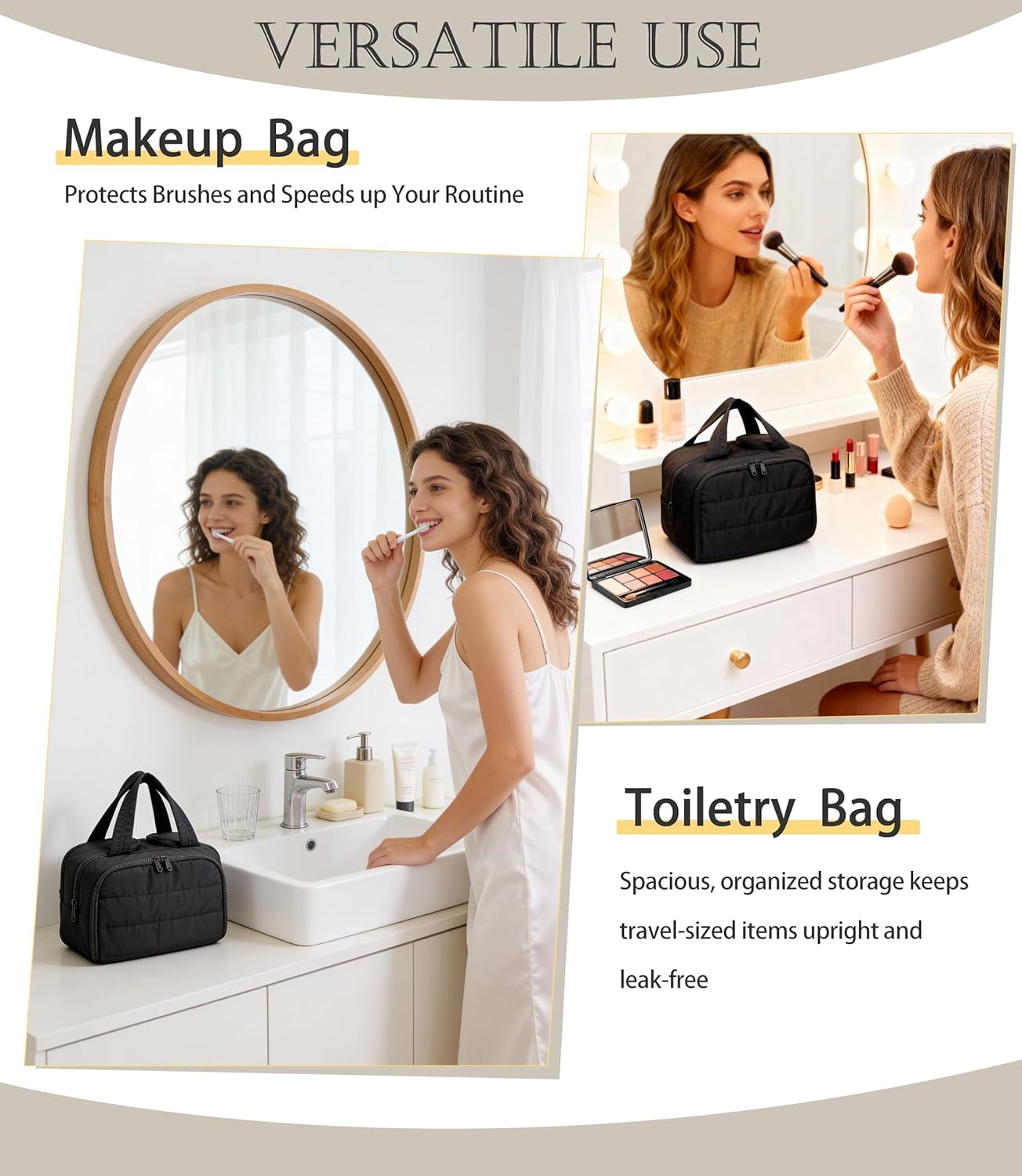 Cloud Carry Bag,Travel Toiletry Bag for Women, Large Puffy Cosmetic Bag with Wet-Dry Separation and Multiple Pockets for Organized Essentials