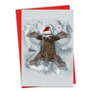 NobleWorks Funny Christmas Thank You Greeting Card with 5 x 7 Inch Envelope (1 Card) Sloth Angel C6214XTG